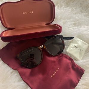 🍒 NWOT GUCCI Havana 56mm Sunglasses Retail$450 🍒